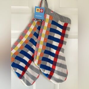 2 20" Color Block Stripe Sweater Christmas Holiday Stocking LEGO Collection